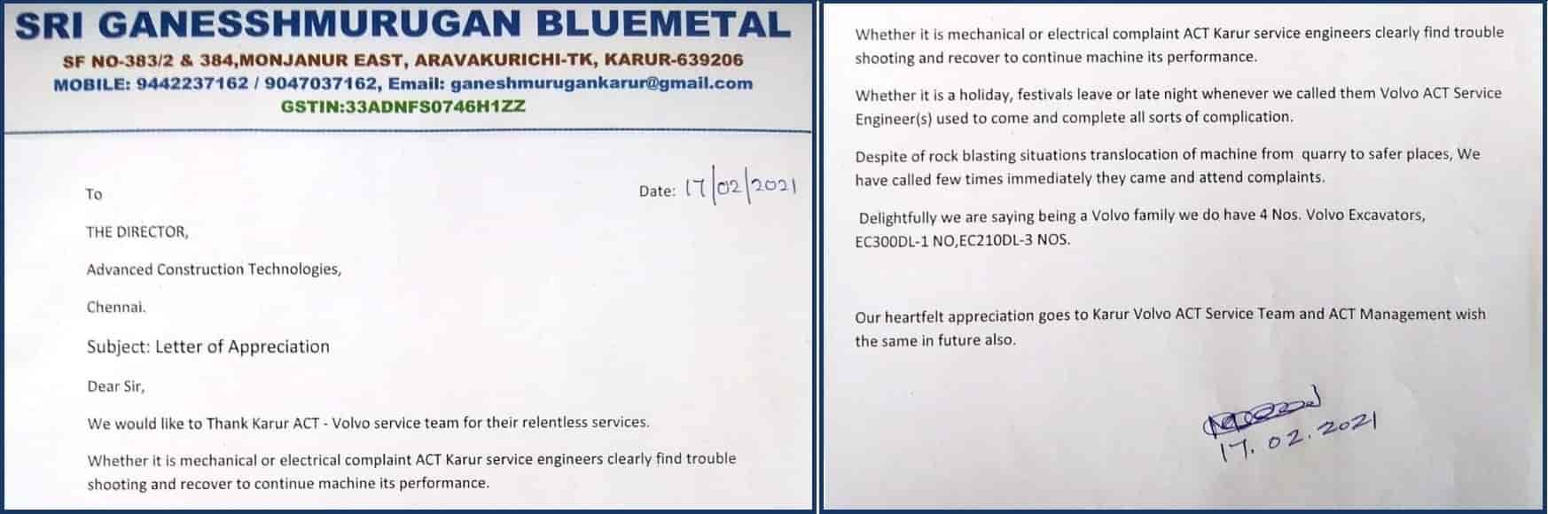 Sri Ganesh Murugan Blue Metals Testimonials