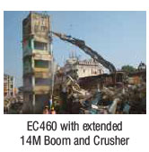 EC460 with Extended 14M Boom and Crusher
